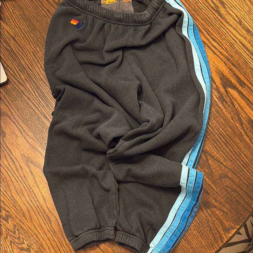 Aviator Nation Black and Blue Track Pants with Jogger Style